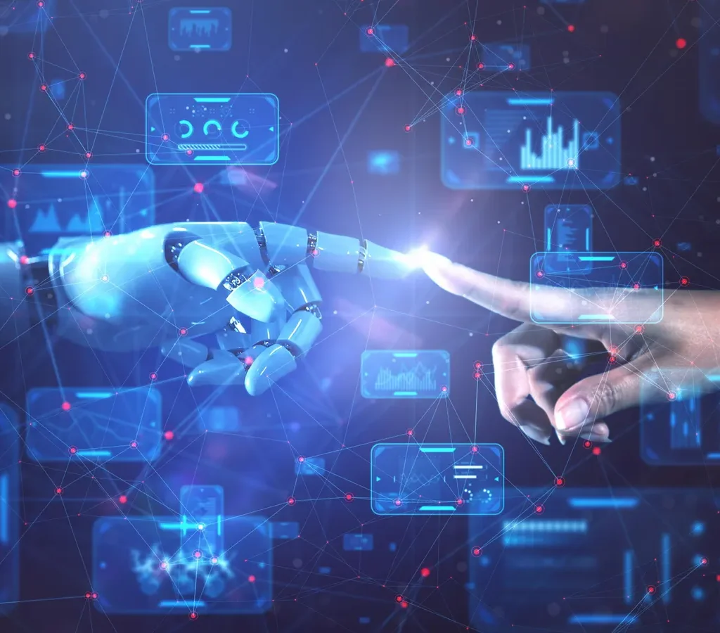 Modern technology trends including AI, cloud computing, cybersecurity, and robotics